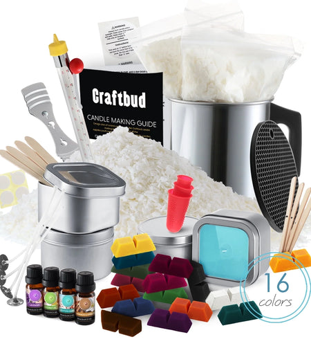 Complete DIY Candle Making Kit for Adults, 2 Lb. Soy Wax Flakes, Fragrances, Dye Blocks, Melting Pot & Accessories