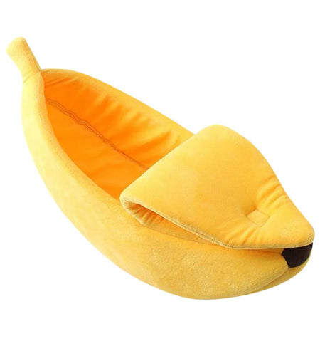 Banana Pet Bed, Cute Funny Fruit Bed with Removable Cushion for Dogs, Indoor Cats, Rabbits, Small Animals, Yellow