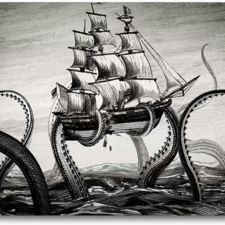 Kraken Mouse Pad Sail Boat Waves and Octopus Non-Slip Rubber Mouse Pad Gaming Mouse Pad