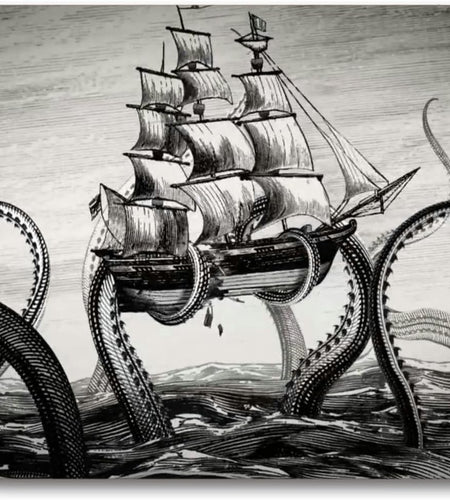 Kraken Mouse Pad Sail Boat Waves and Octopus Non-Slip Rubber Mouse Pad Gaming Mouse Pad