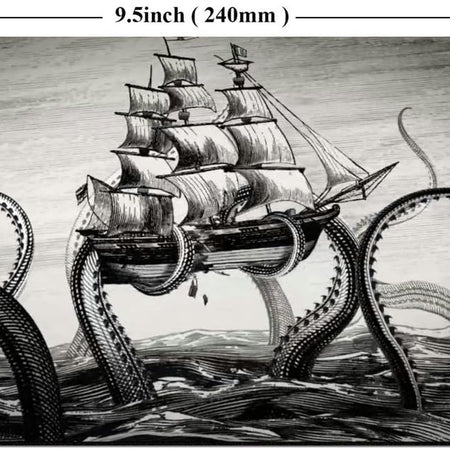 Kraken Mouse Pad Sail Boat Waves and Octopus Non-Slip Rubber Mouse Pad Gaming Mouse Pad