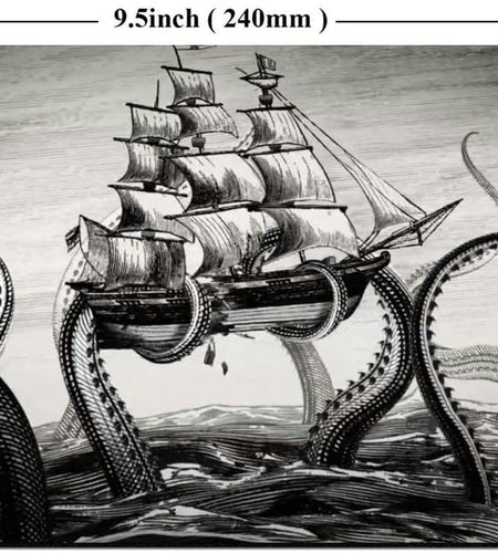 Kraken Mouse Pad Sail Boat Waves and Octopus Non-Slip Rubber Mouse Pad Gaming Mouse Pad