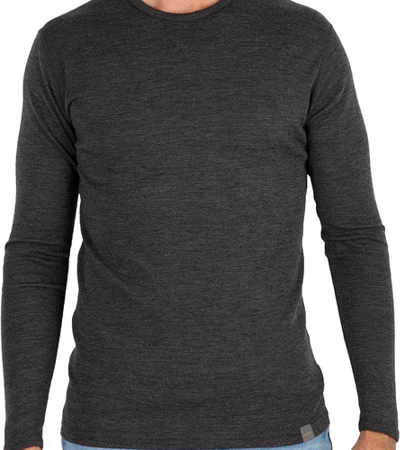 Mens Base Layer - 100% Merino Wool Midweight Long Sleeve Thermal Shirt